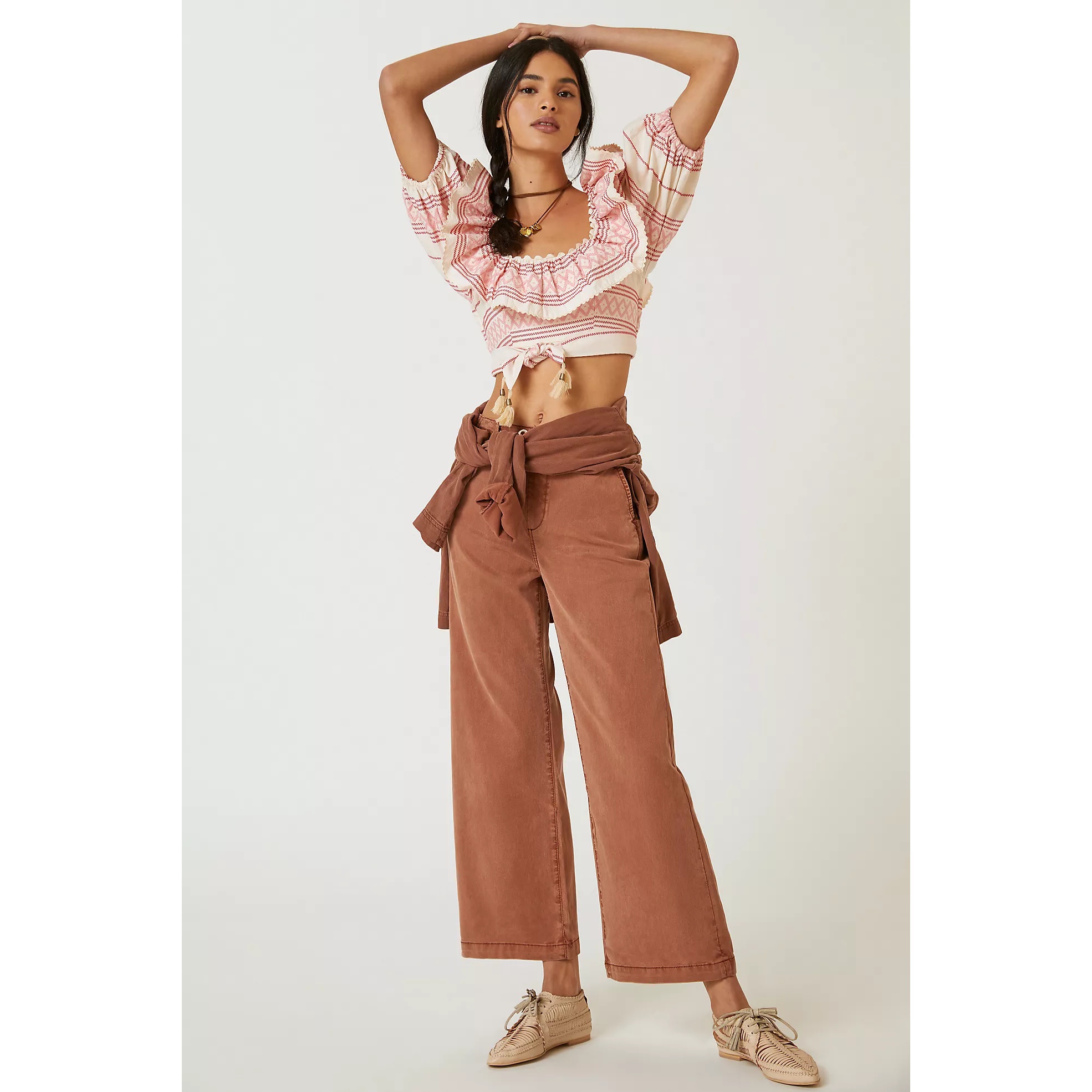 洛杉矶轻奢丹宁PG高腰牛仔阔腿裤