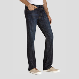 Classic深蓝色水洗做旧直筒牛仔裤 329 男款 美系中产复古单宁LB
