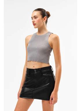 LA小众设计师D 女款 Lowdown 黑色复古仿皮千禧风短裙半身裙