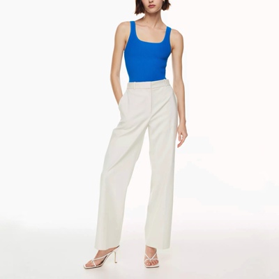 美系经典 女款  100%棉 高端黑标SCOOP NECK 螺纹背心无袖