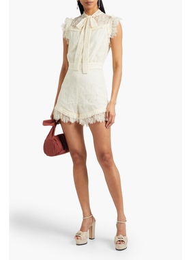 美系轻奢@lexis $464 Aurelia Chantilly系带拼接蕾丝连体裤 两色