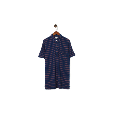 条纹提花翻领纽扣短袖Polo衫