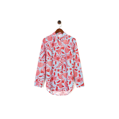 巴黎设计师EQ花卉印花翻领衬衫