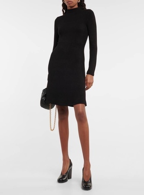 美系轻奢极简VC 女款$245 人造丝立领长袖高腰针织连衣裙 两色