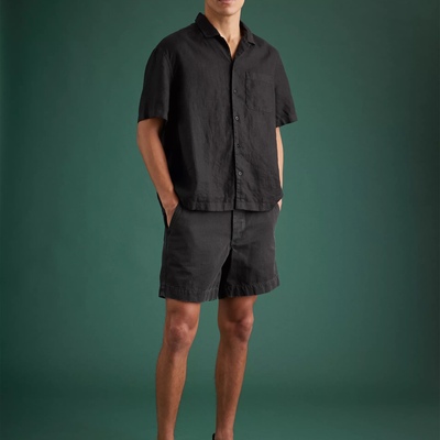 水洗斜纹直筒牛仔短裤