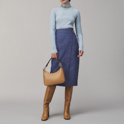 美系轻奢TB 女款 328$ 复古罗纹荷叶边高领长袖针织衫 毛衣