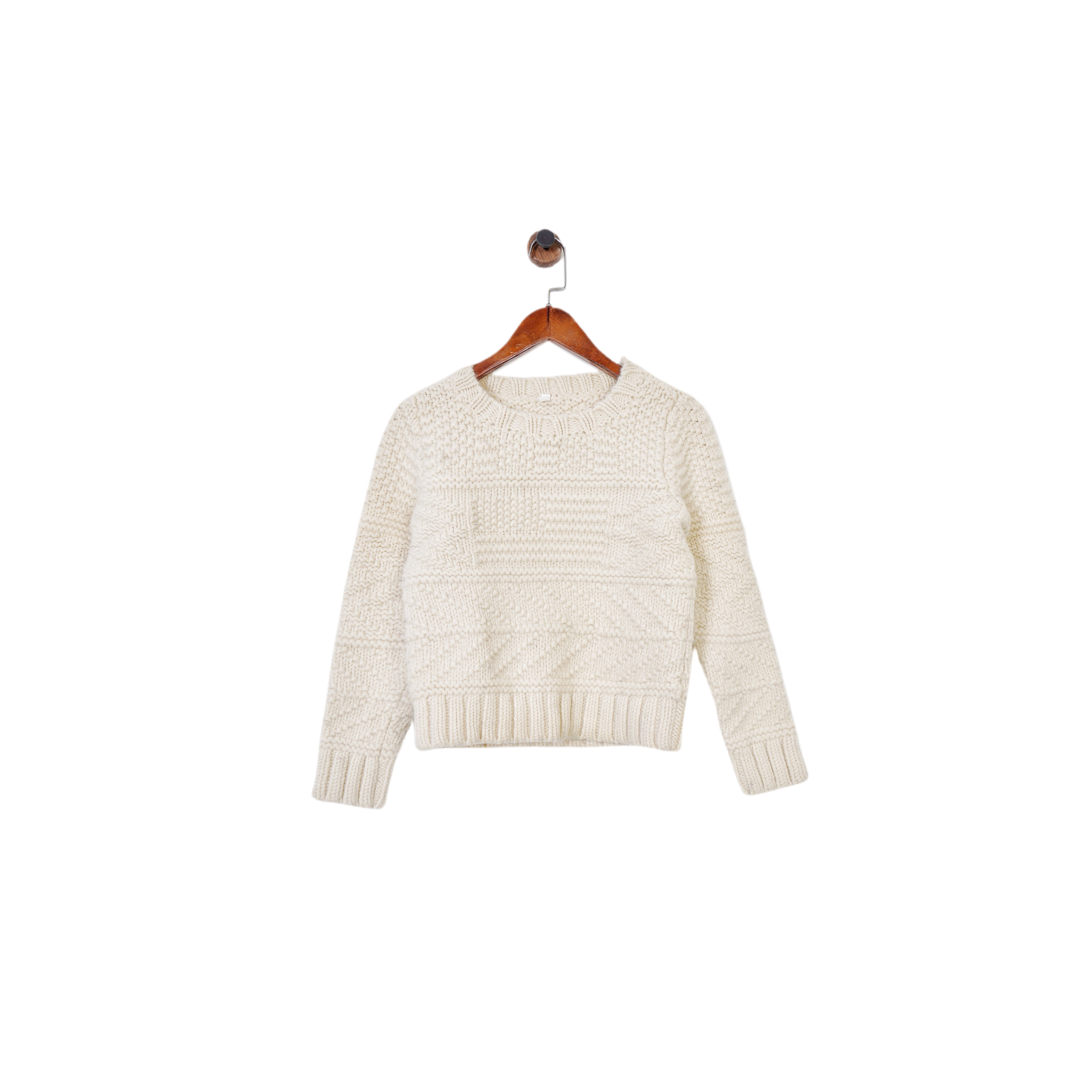 纯色阿兰提花圆领长袖毛衣