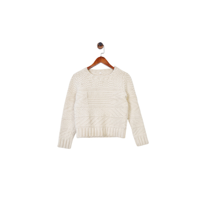 纯色阿兰提花圆领长袖毛衣