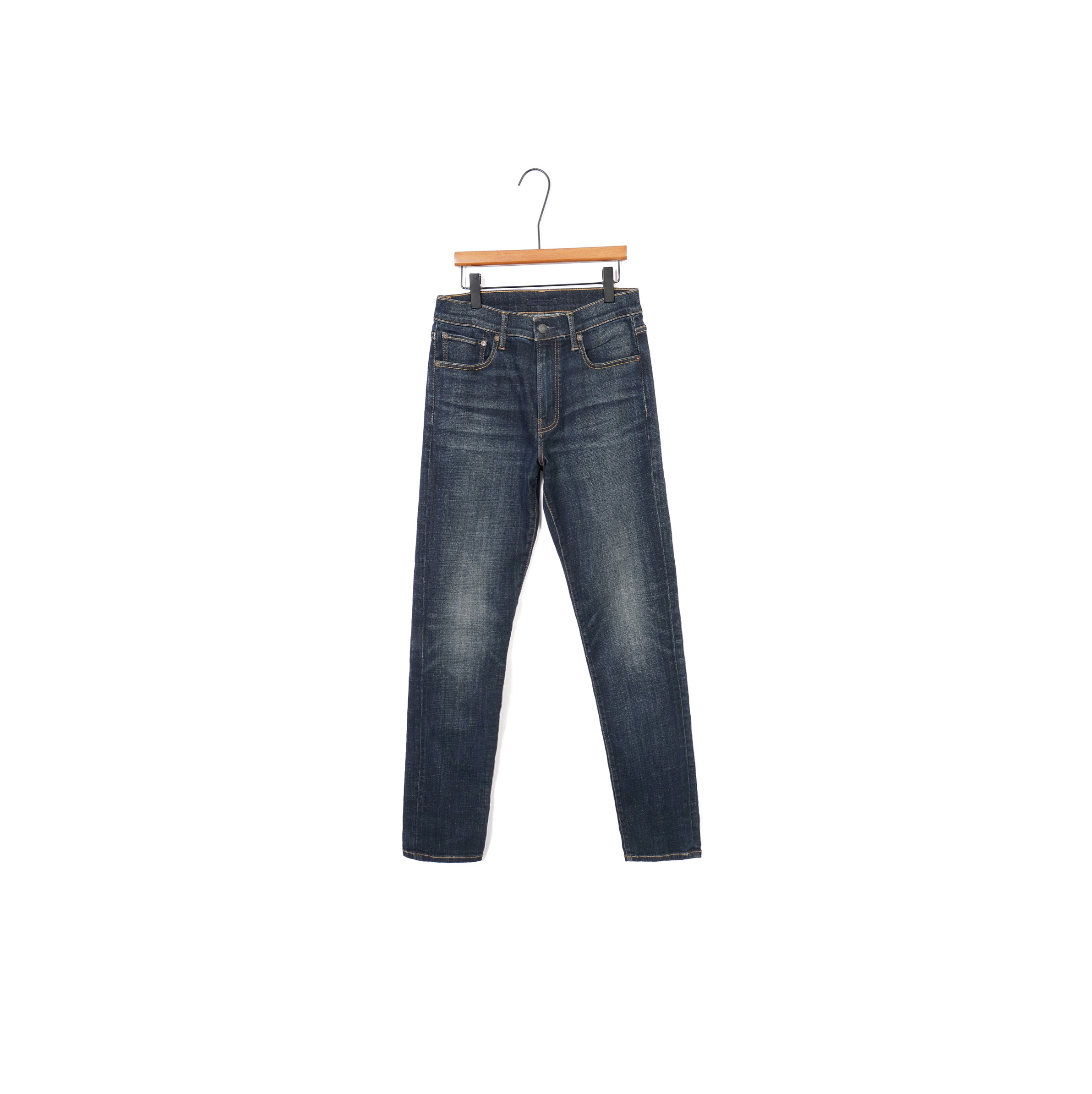 美系中产LB412深蓝色修身直筒裤