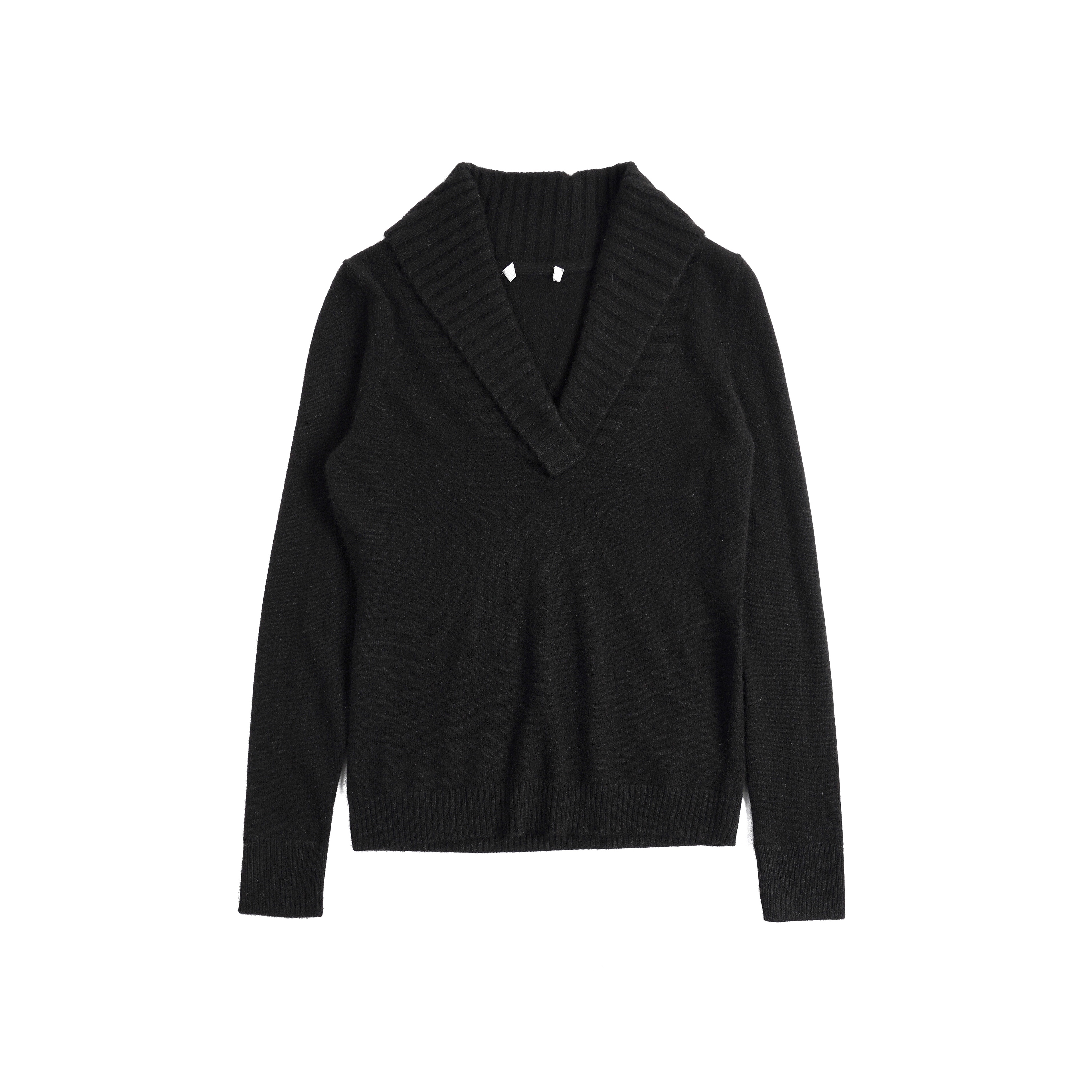 山羊绒青果领套头针织衫长袖毛衣