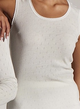 澳州小众Underw0rks  保暖内衣   棉质网眼提花蕾丝背心 两色