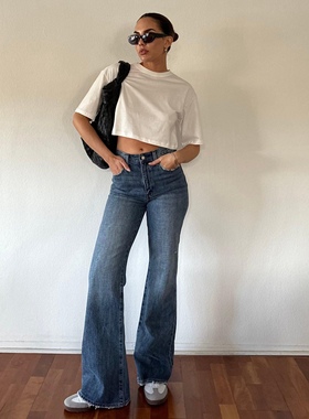 洛杉矶设计师PD 女款 Stevie复古高腰水洗做旧喇叭牛仔裤