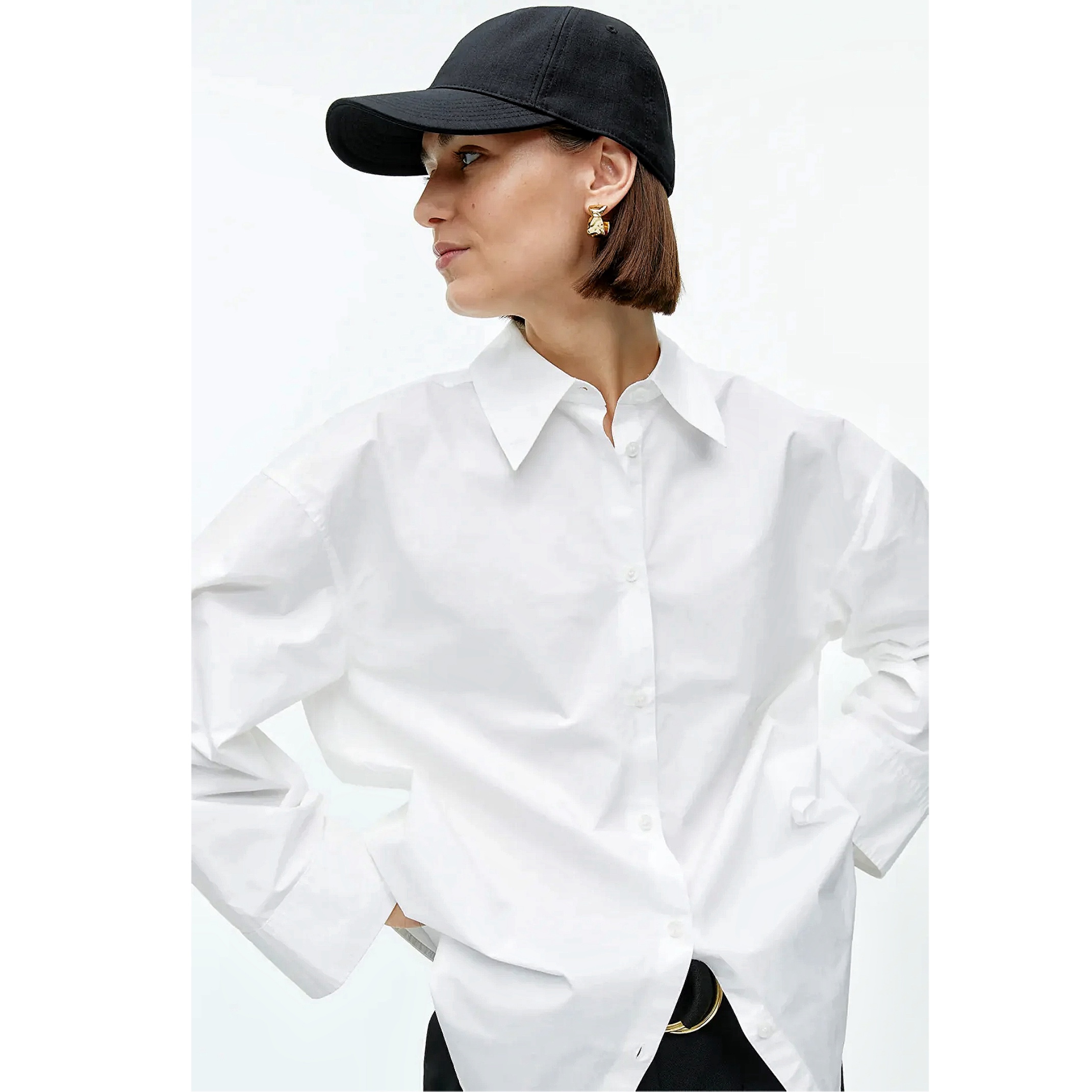 北欧极简一张纸黑色亚麻鸭舌帽