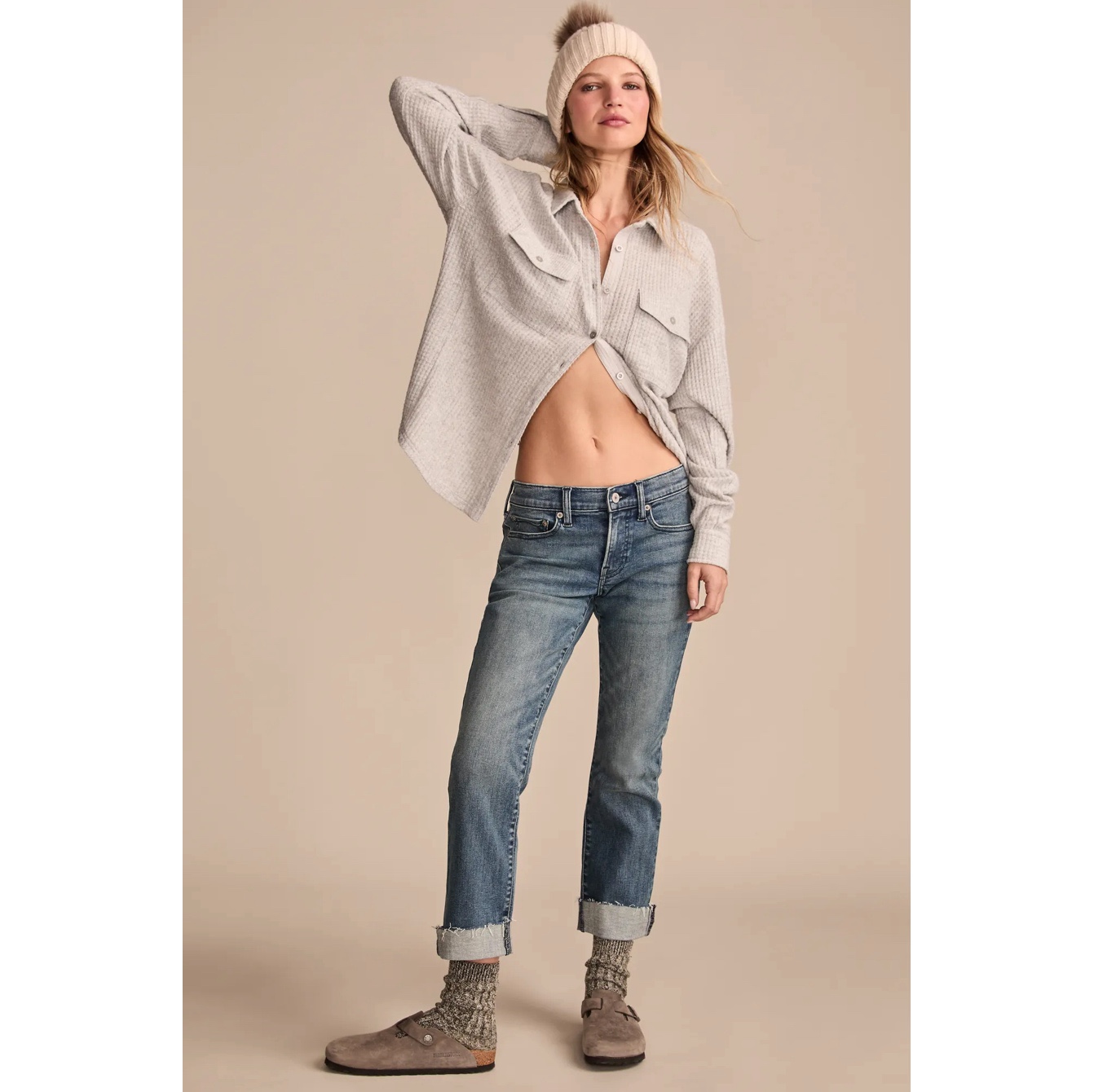 美系中产LB水洗裁剪毛边直筒裤