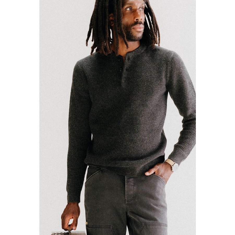 美系TS 男款 100%美丽诺羊毛 Sidecountry棕色华夫格亨利领针织衫,男装,针织衫/毛衣,淘宝优惠券,粉丝福利购,淘宝优惠卷