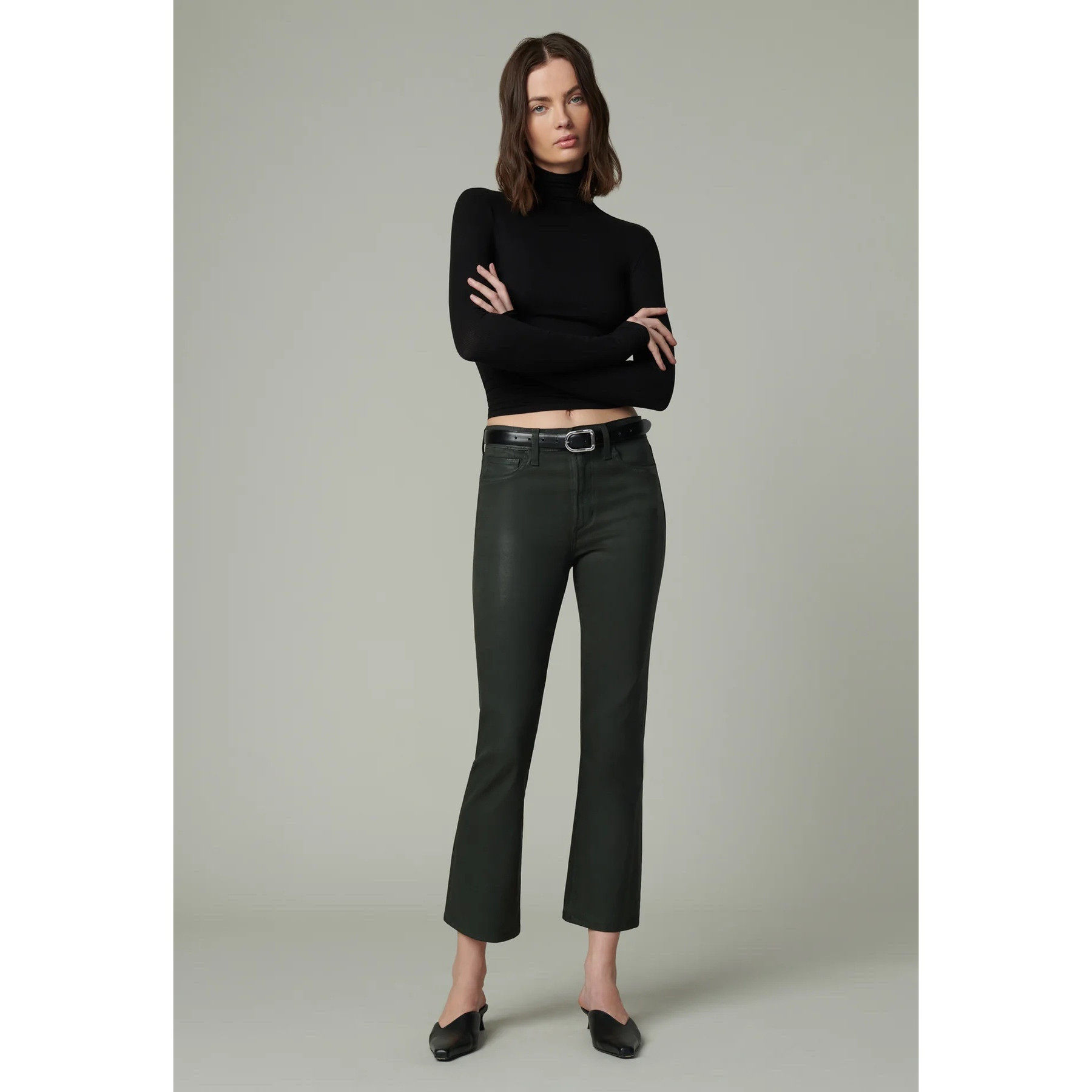 洛杉矶轻奢j*e's涂层靴型微喇裤