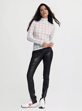 纽约轻奢r&b 女款公价$195 棉 Valencia印花高领修身透视T恤合集