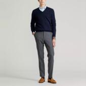 毛衣 美系经典 两色 100%羊毛 纯色V领pony刺绣长袖 男款