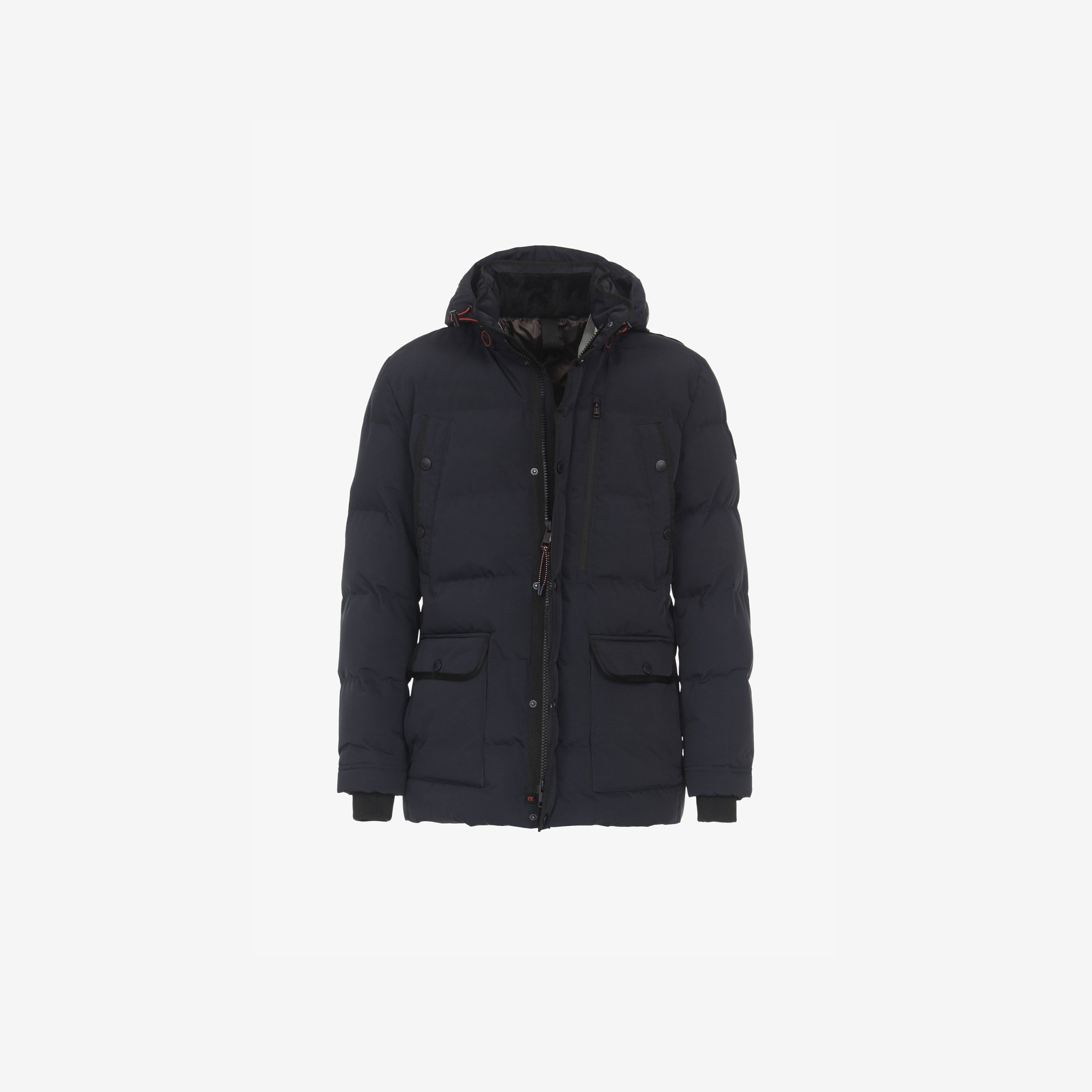 藏蓝色多口袋连帽夹克外套