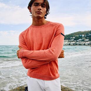 意系轻奢户外R*D 男款 棉质 Techno水洗做旧圆领插肩袖薄款针织衫