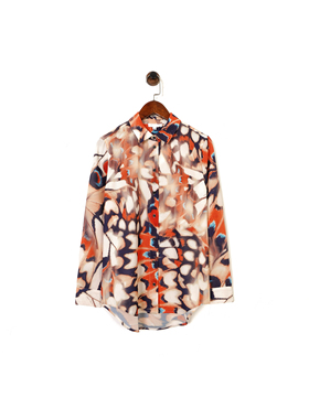 巴黎设计师EQ 女款 蝴蝶图案/花卉印花翻领长袖衬衫 两款