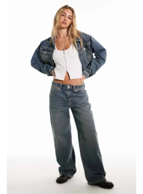 澳大利亚设计师Abr*nd 女款 95 复古水洗蓝Y2K宽松直筒牛仔裤