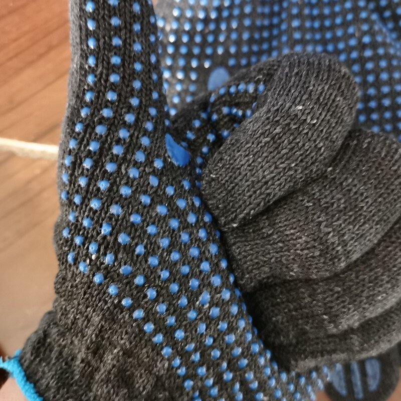 防滑耐磨工厂工地维修棉线灰纱耐脏劳保手套多功能防护点塑工地