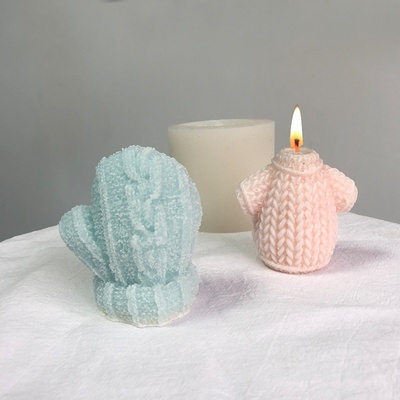 人山毛线手套香薰蜡烛硅胶模具卡通毛线衣石膏摆件diy圣诞节模具