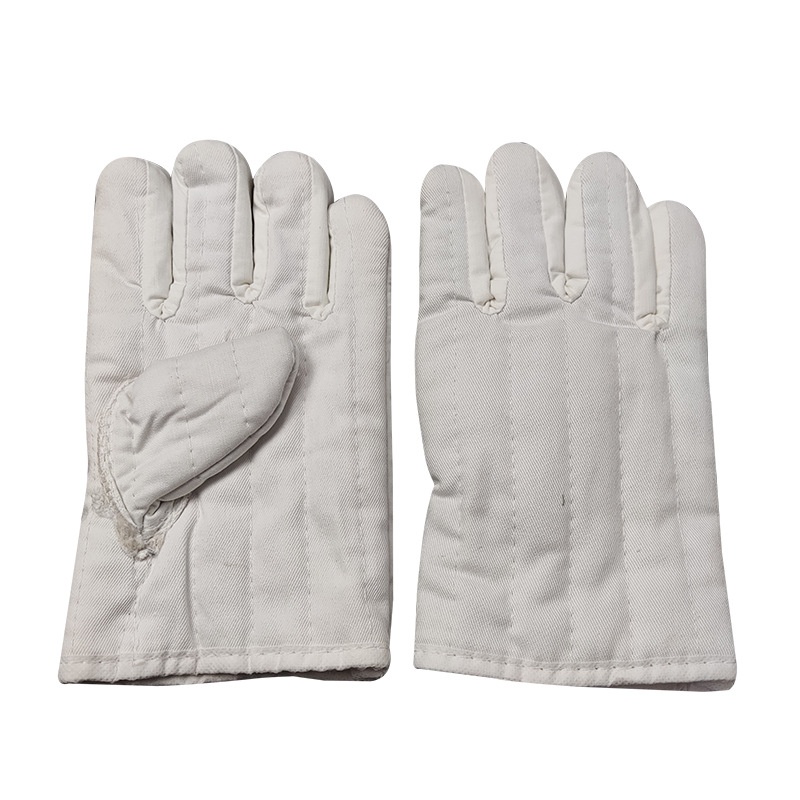 厂家加厚隔热耐高温防烫炼钢烘焙用纯棉布加棉五指棉帆布手套