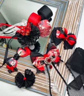 ins红色三丽鸥KT猫cina美乐蒂棉丝带蝴蝶结DIY材料儿童发夹发饰