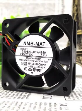 NMB 2408KL-05W-B59 24V 0.13A 6015 6CM 3线 发那科系统散热风扇