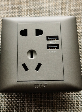 天基悦庭86型10A二三插五孔电源插座带USB充电口2A5V 白色哑黑色