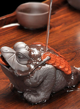 唐丰紫砂茶宠金蟾茶具茶盘摆件喷水茶宠精品TF-4097聚宝金蟾茶宠2