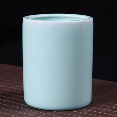 倾阑瓷器笔筒创意文具毛笔圆珠笔铅笔多功能复古办公圆形陶瓷笔筒
