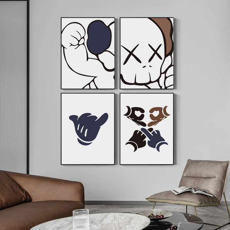 潮牌卡通风儿童房卧室床头装饰画