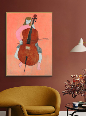 Milton Avery大提琴女孩现代小众轻奢人物画文艺挂画壁画音乐室画