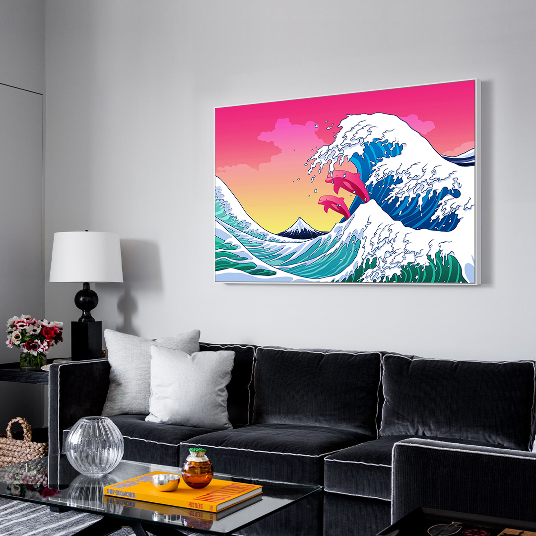 神奈川冲浪里日本浮世绘海浪联名潮流装饰画客厅挂画书房艺术壁画