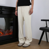 WESSK春秋蜂窝垂感卫裤 黑白男女情侣百搭宽松阔腿休闲直筒长裤