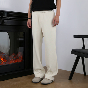 WESSK春秋蜂窝垂感卫裤 黑白男女情侣百搭宽松阔腿休闲直筒长裤