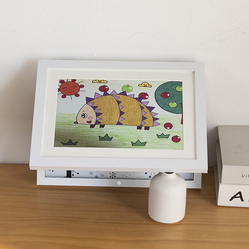 亚马逊磁吸翻盖儿童画收纳框简易作品 A4奖状展示框免打孔木质相