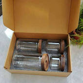 高硼硅玻璃厨房食品密封罐家用粮食透明木盖储物罐糖果玻璃收纳瓶