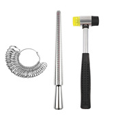 HKUS铝制戒指棒0 戒指圈胶锤铝制戒指棒首饰修复测量三件套 13美码