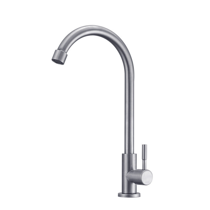 精品厨房水龙头家用洗菜盆龙头冷热水槽单冷洗手盆 304不锈钢旋转