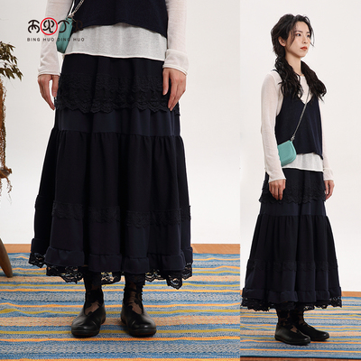 丙火丁火2025夏黑色半身裙