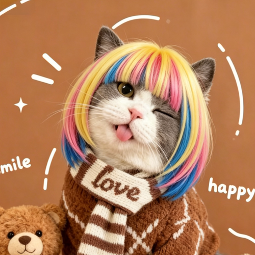 宠物搞笑头发创意仿真小猫狗假发