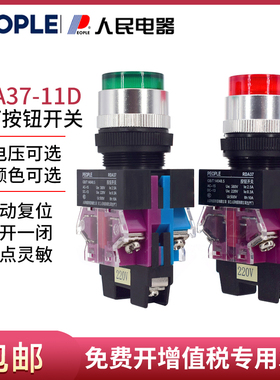 人民电器集团PEOPLE带灯按钮开关RDA37-11D/G绿色 R红色Y090 NP4