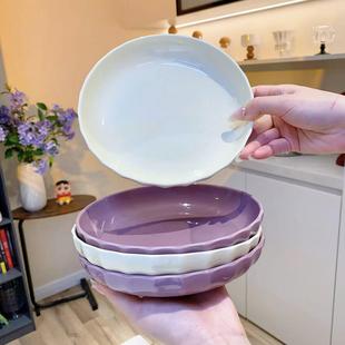 7英寸盘2个 圆盘ins奶油风釉下彩炒菜碟子高级感蛋糕甜品深盘