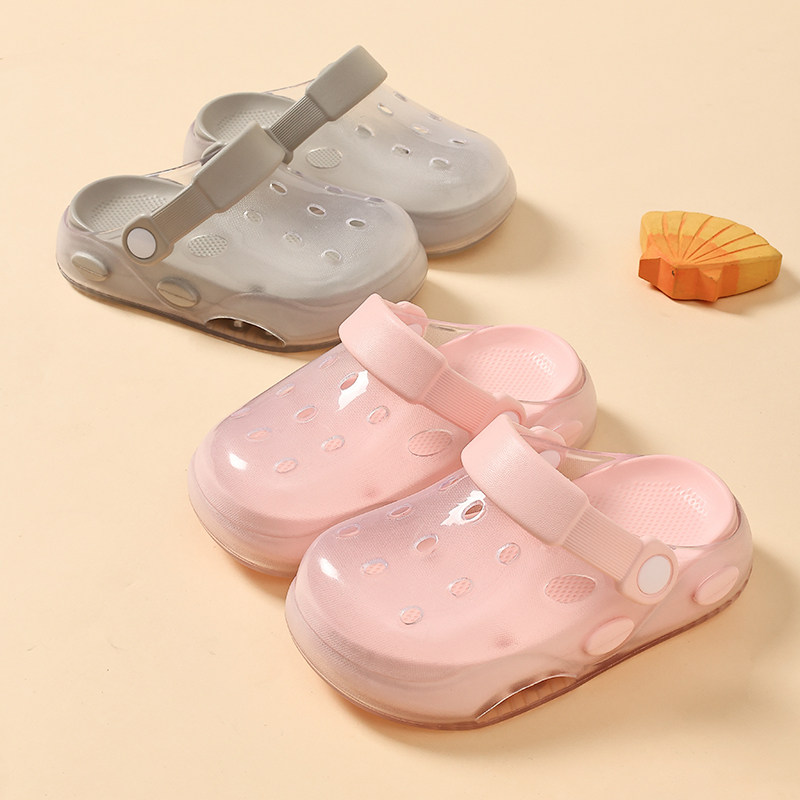 儿童洞洞鞋女童夏季防滑软底外穿DIY果冻婴幼童沙滩凉拖鞋男小童
