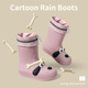 儿童雨鞋 加绒PVC软底 室外防水男童四季 女童新款 可爱卡通小狗水鞋