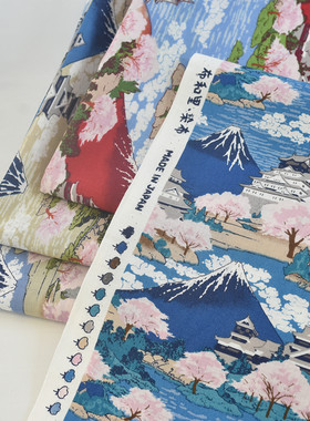 日本进口全棉浮世绘印花布